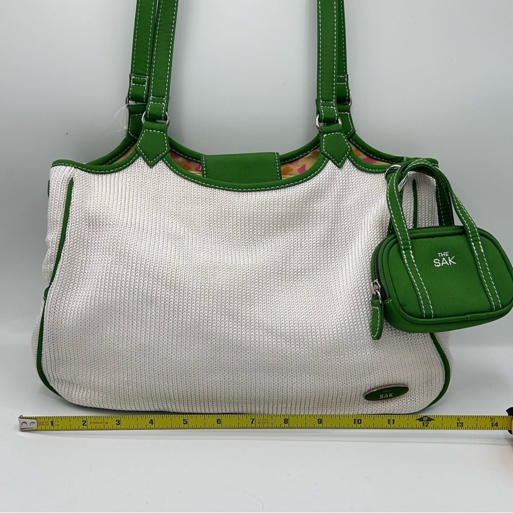The Sak Green and White Knit Shoulder Bag